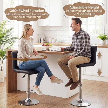 Goflame Modern Faux Leather Counter Height Barstools Set of 2/4 with Back and Footrest