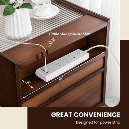 Goflame Rattan Nightstand with Drawer