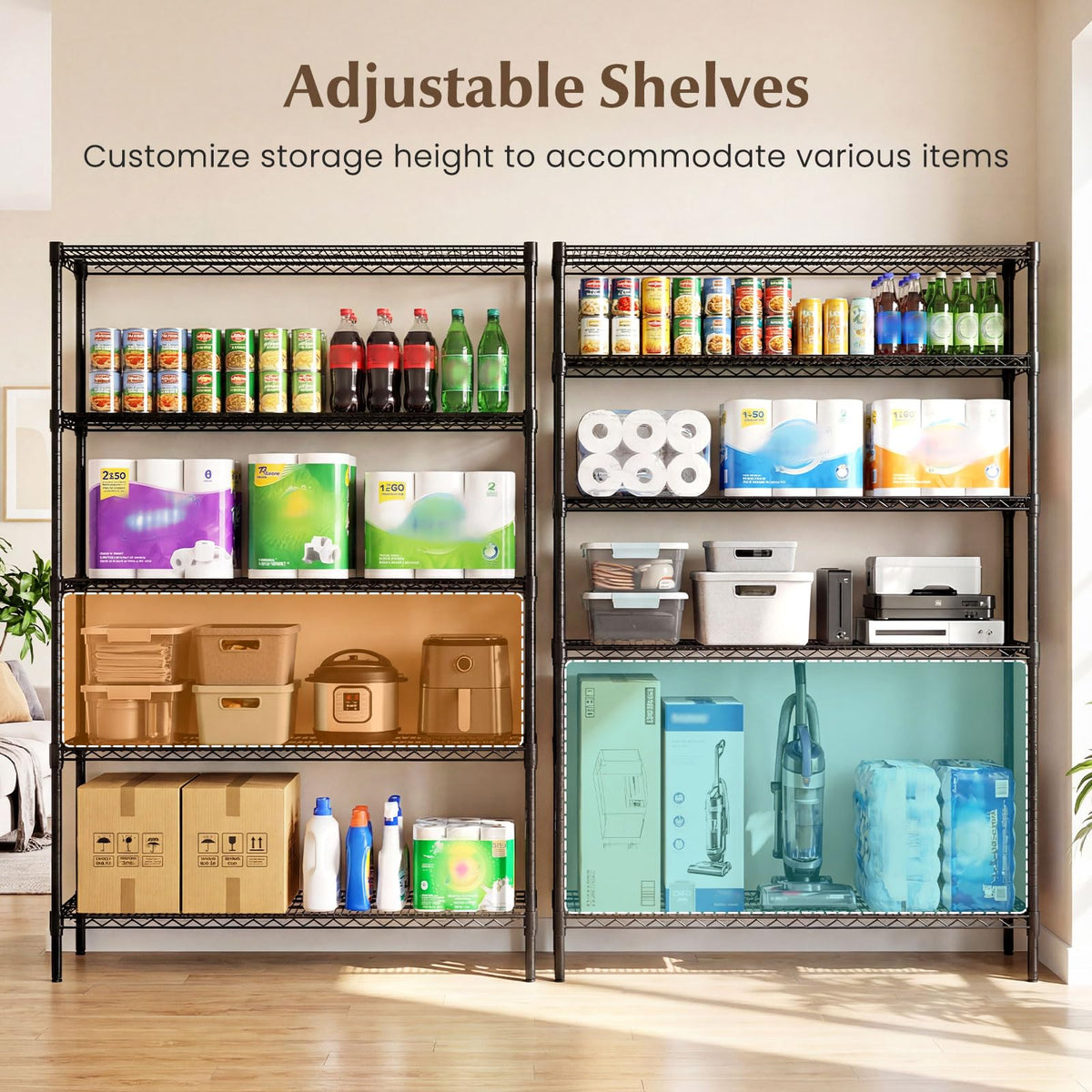 Goflame 5-Tier Metal Storage Shelving Unit with V-Shaped Wire Rack