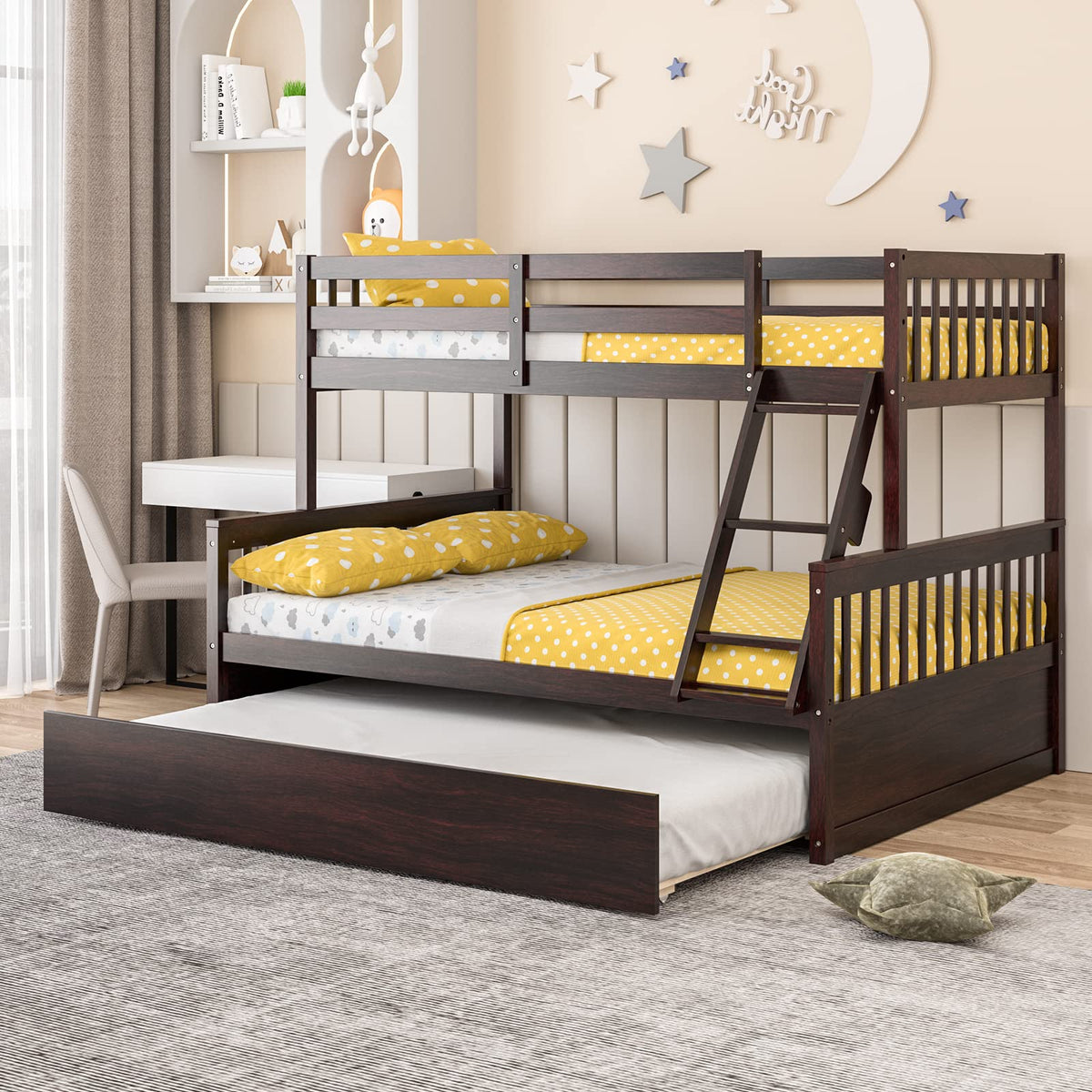 Twin Over Full Bunk Bed with Trundle - Goflame