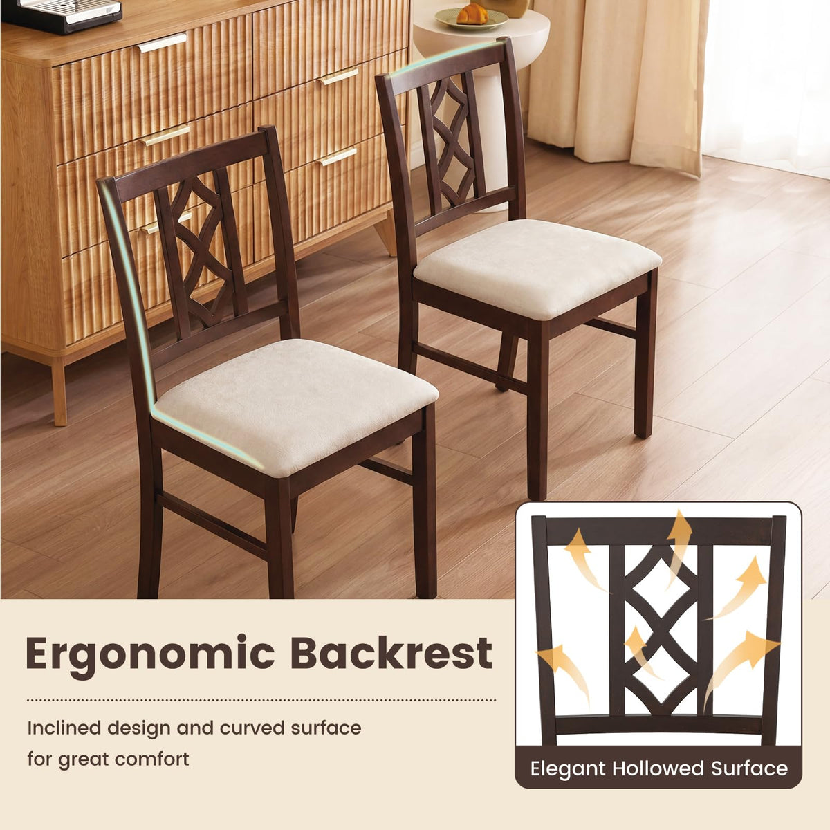 Goflame Dining Chairs Set of 2/4 Rubber Wood Dining Room Chairs