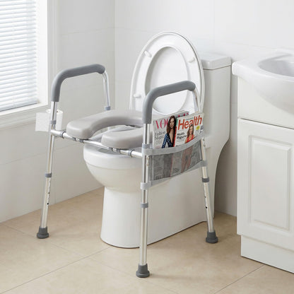 Goflame Raised Toilet Seat with Handles | Toilet Seat Riser for Seniors w/Padded Arms