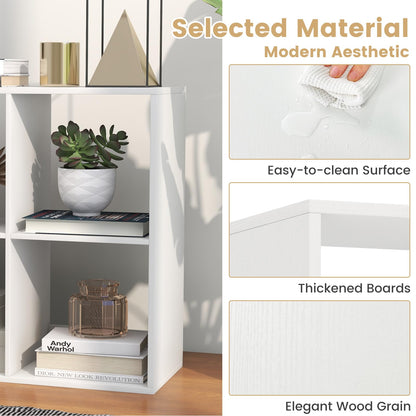 Goflame 6-Cube Bookcase, White Cubby Bookshelf w/Back Guardrail & Anti-Tipping Kits