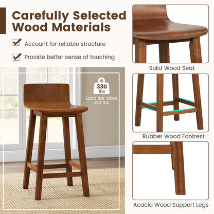 Goflame 2 or 4 Bar Stools Set with Low Back & Footrest
