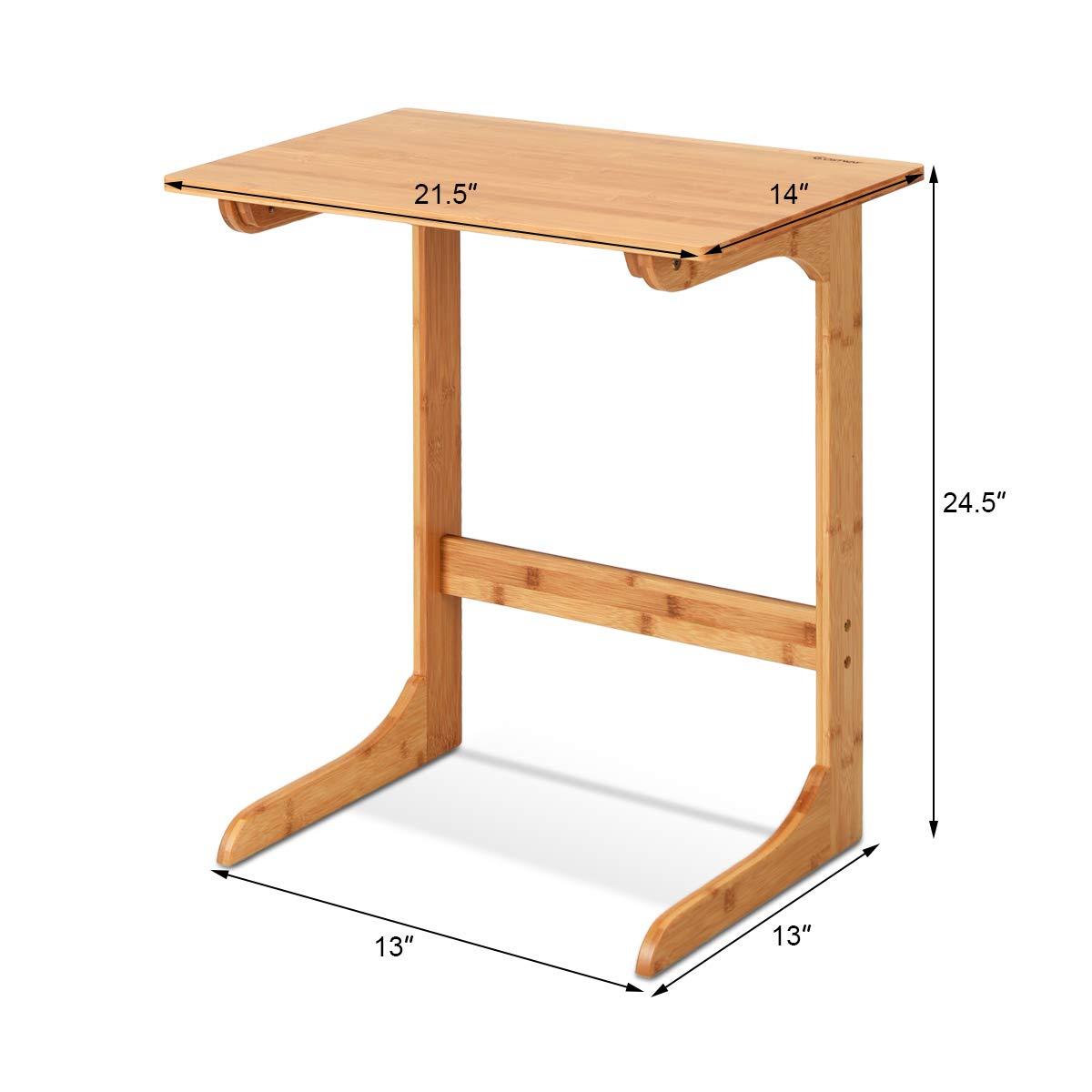 GOFLAME Bamboo Side Table with Painted Surface for Home Office Use