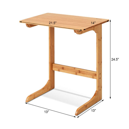 GOFLAME Bamboo Side Table with Painted Surface for Home Office Use