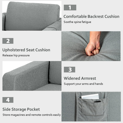Goflame Modern Accent Chair w/Comfy Thick Cushion, Magazine Pockets