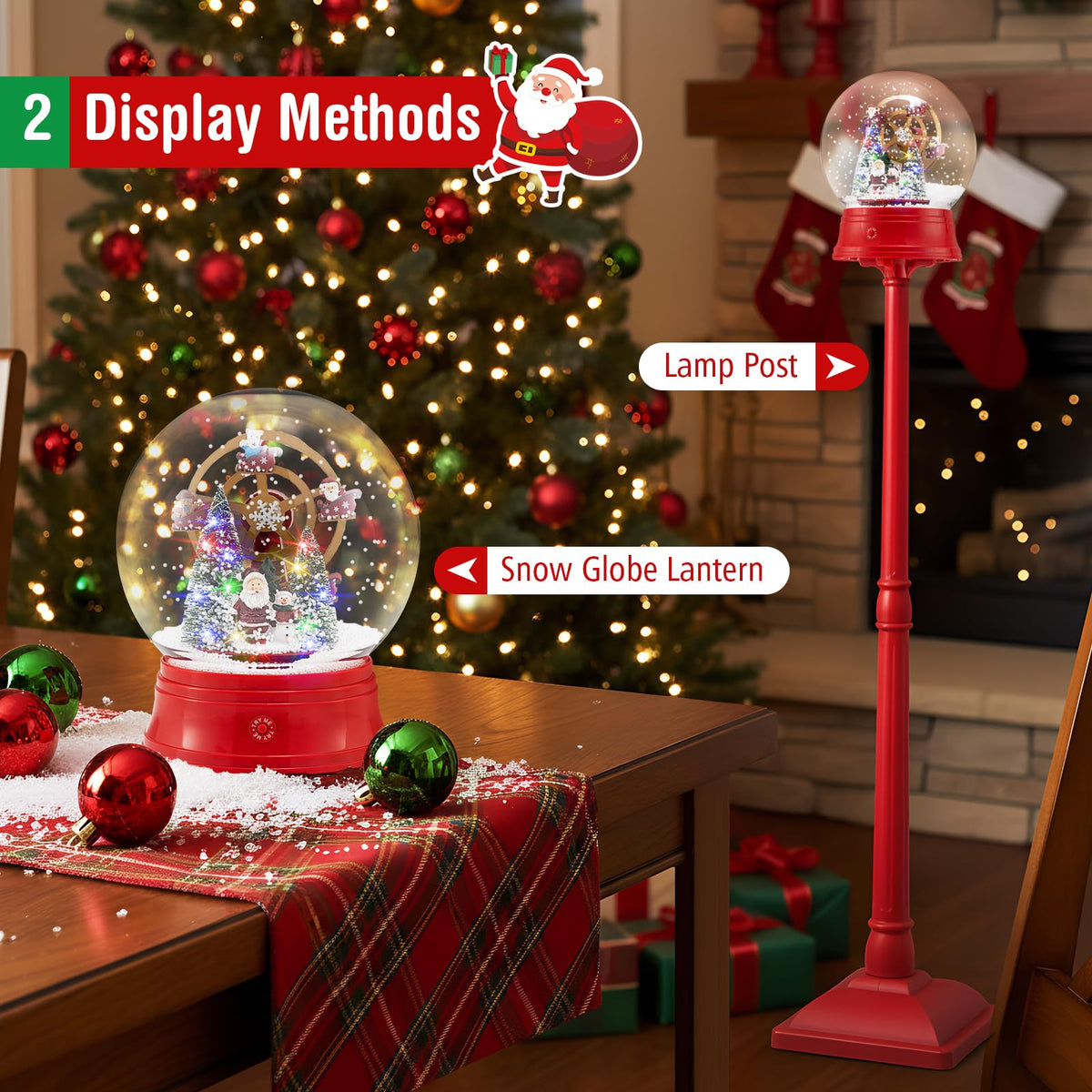 Goflame 5 Ft Christmas Snow Globe Lantern ( Snowing Santa with Ferris Wheel )