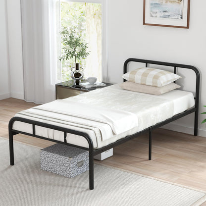 Goflame Twin Size Bed Frame, Modern Metal Platform Bed with Headboard and Footboard, Heavy Duty Steel Slat Support Mattress Foundation