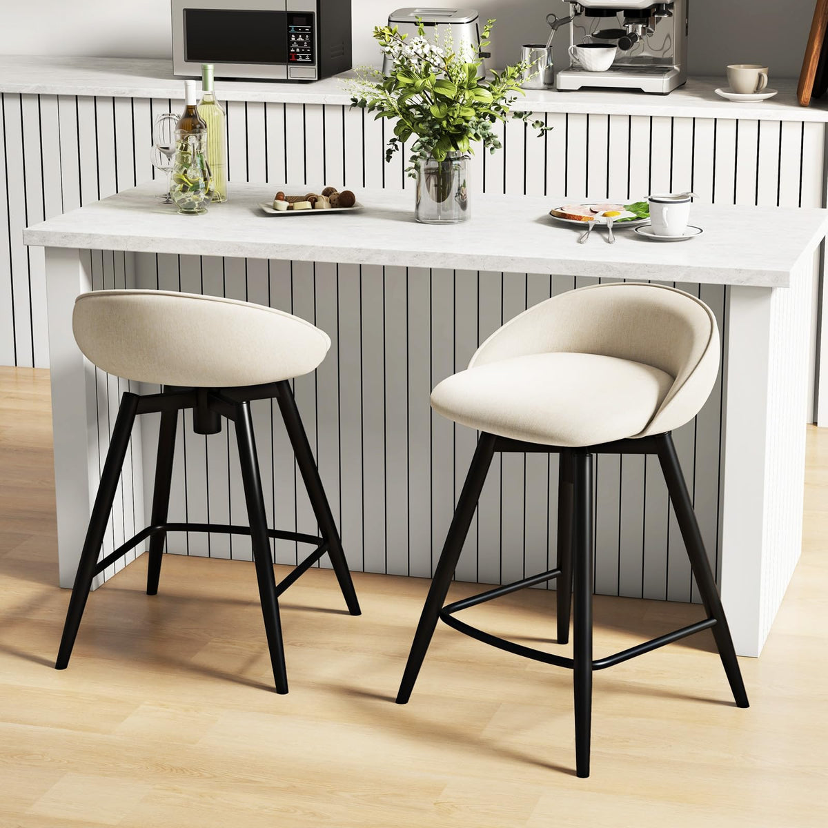 Goflame Swivel Bar Stools Set of 2/4 25" Counter Height Bar Chairs