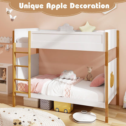 Goflame Wood Twin Over Twin Bunk Bed