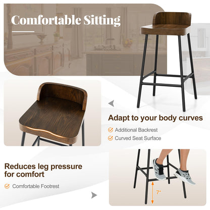 Goflame 24.5'' Bar Stool, Counter Height Bar Stools with Low Back & Footrest