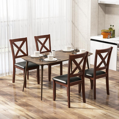 Goflame Wood Dining Chairs, Faux Leather Upholstered Dining Chairs with Rubber Wood Legs