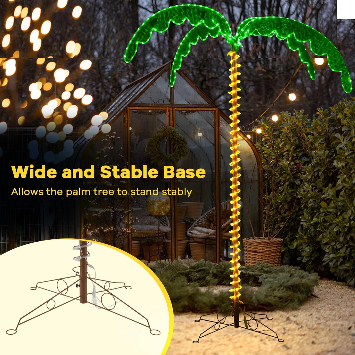 Goflame 7.5 FT Lighted Palm Tree, Tropical Christmas Tree with 332 LED Lights