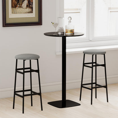 Goflame 29 Inch Bar Stools Set of 2/4 Upholstered Round Backless Bar Height Chairs with Sturdy Metal Frame and Footrest