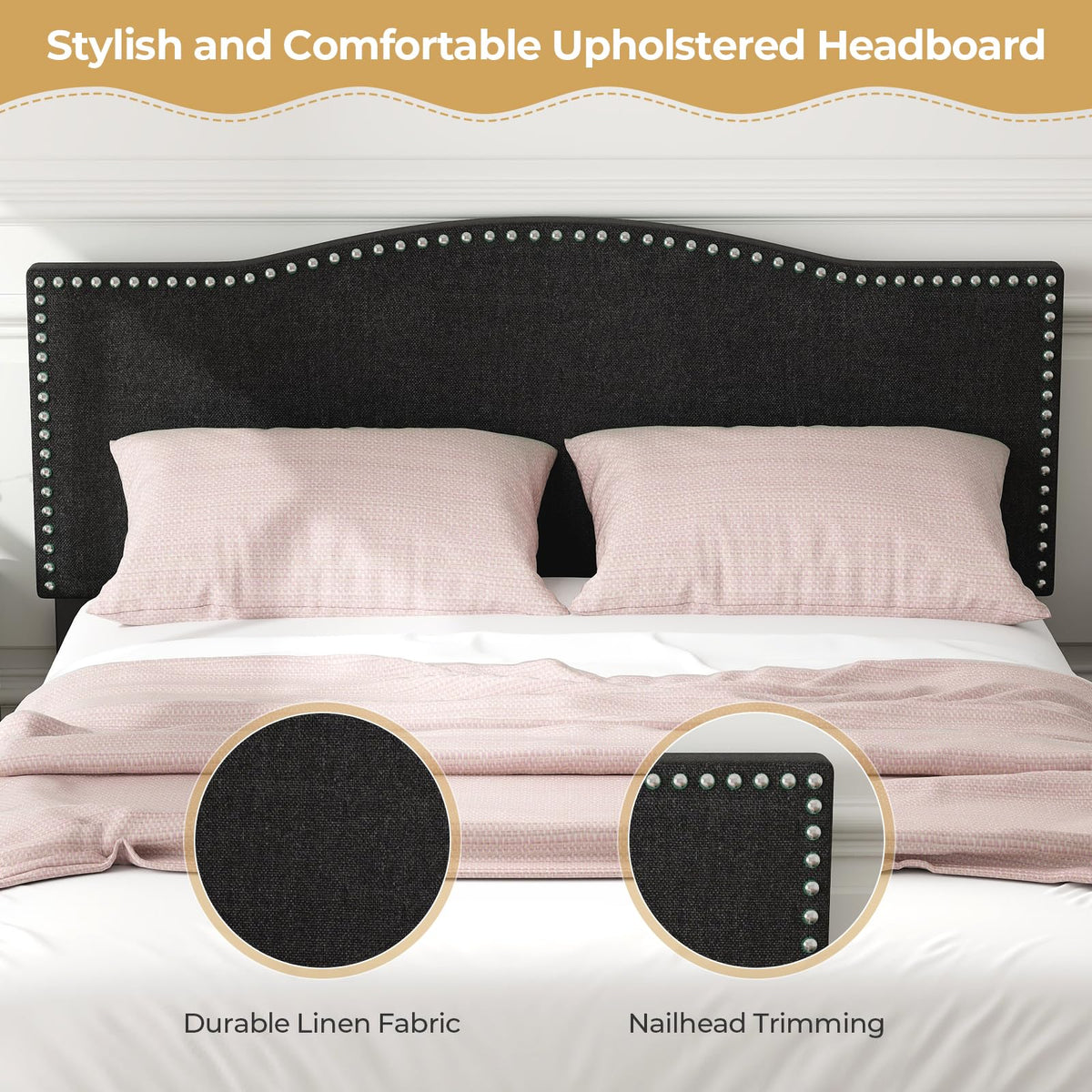 Goflame Queen Bed Frame with Headboard