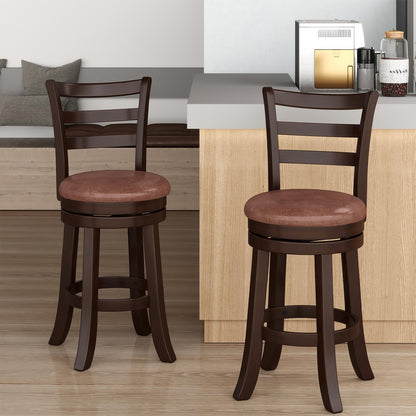 Goflame 26" Counter Height Swivel Barstools Set of 2/4 with Faux Leather Seat and Wrap-around Footrest