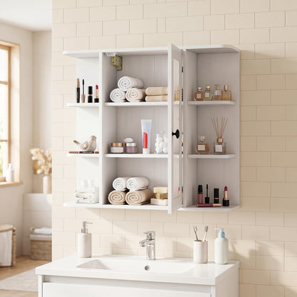 Goflame Wall Mounted Bathroom Medicine Cabinet with Mirror & Shelves