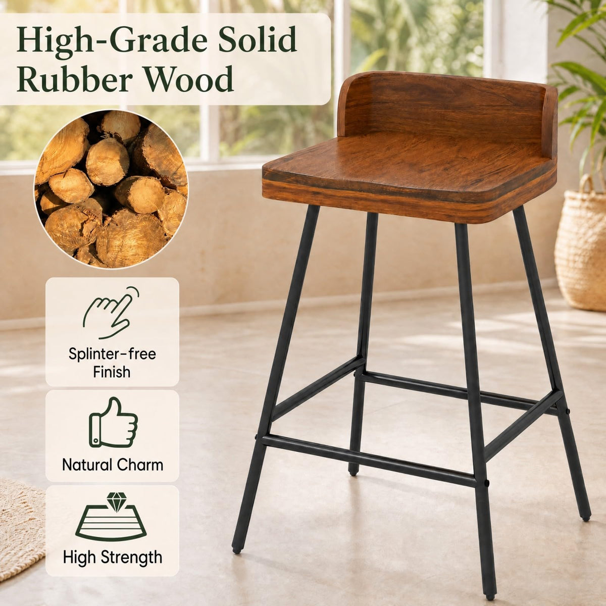 GOFLAME 24" Industrial Bar Stools Set of 1/2/4 Counter Height Barstools
