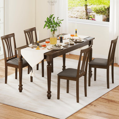 Goflame Wooden Dining Chairs Set of 2/4 Linen Fabric Upholstered Kitchen Armless Chair