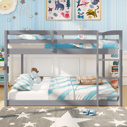 Goflame Full Over Full Bunk Bed Solid Wood Kids Bunk Bed with Full-Length Guardrails
