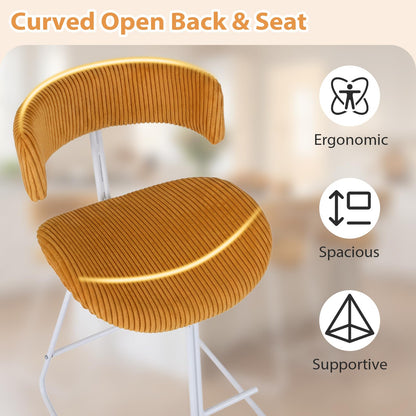 Goflame 25" Fabric Upholstered Armless Counter Height Chairs with Metal Legs & Footrest