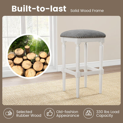 Goflame Bar Stools Set of 2, 3-Height Adjustable 19"/27"/31" Wood Barstools with Padded Seat