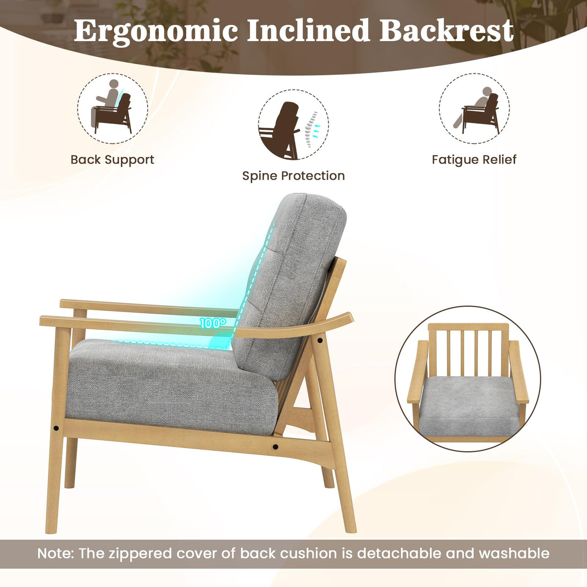 Goflame Mid Century Modern Accent Chair