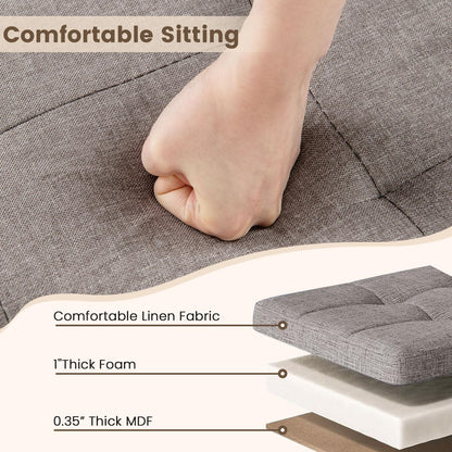 Goflame 30 Inches Storage Ottoman Bench with Tray and Rubber Wood Legs