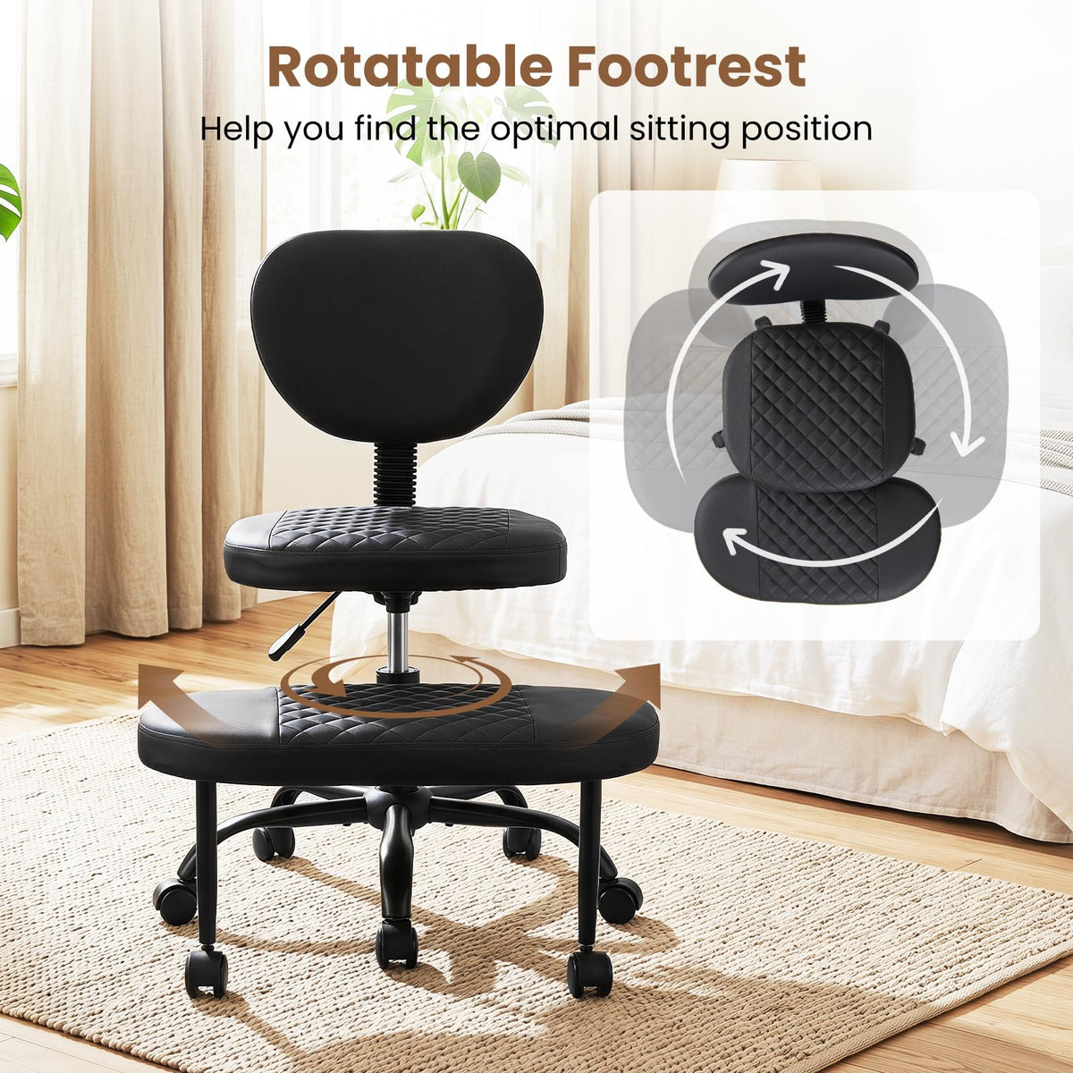 Goflame Ergonomic Criss Cross Meditation Office Chair with Wheels