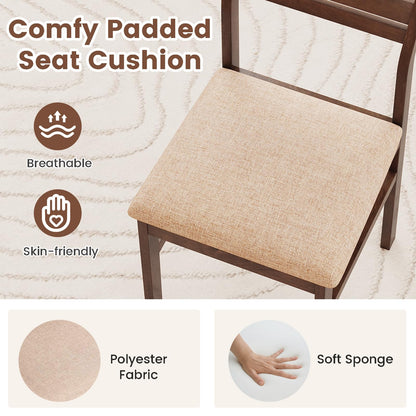 Goflame Wooden Dining Chairs Set of 2/4 Fabric Upholstered Kitchen Armless Chairs