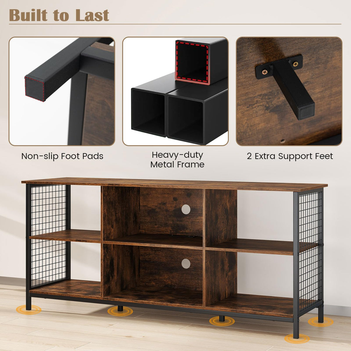 Goflame Industrial TV Stand for TVs up to 65 Inch