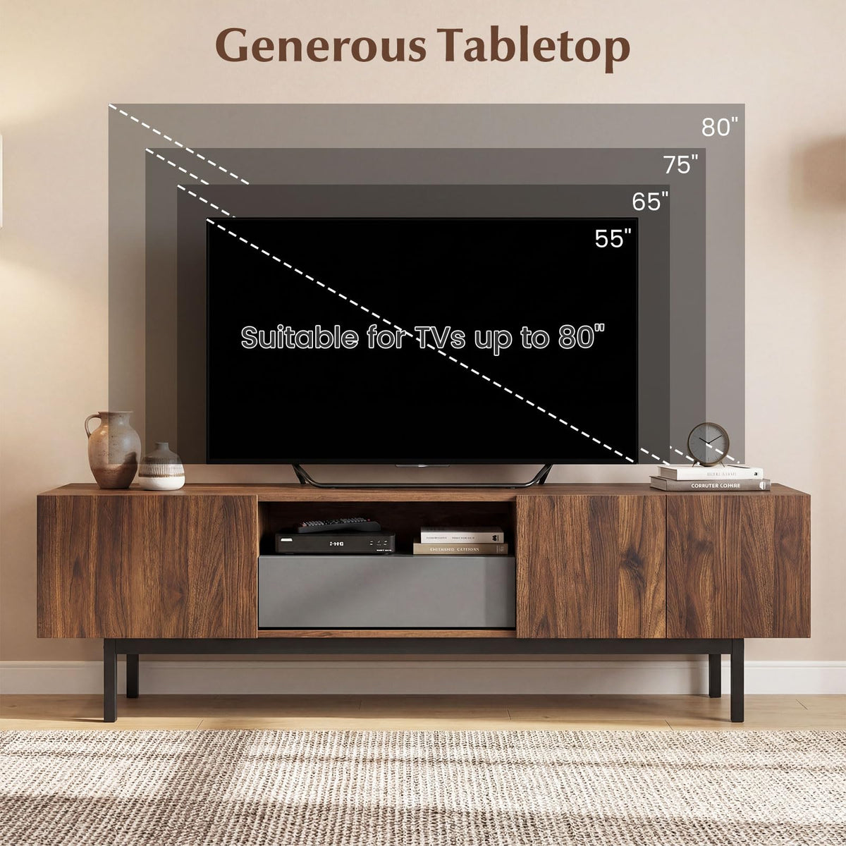 Goflame Mid Century Modern TV Stand for TVs up to 80"