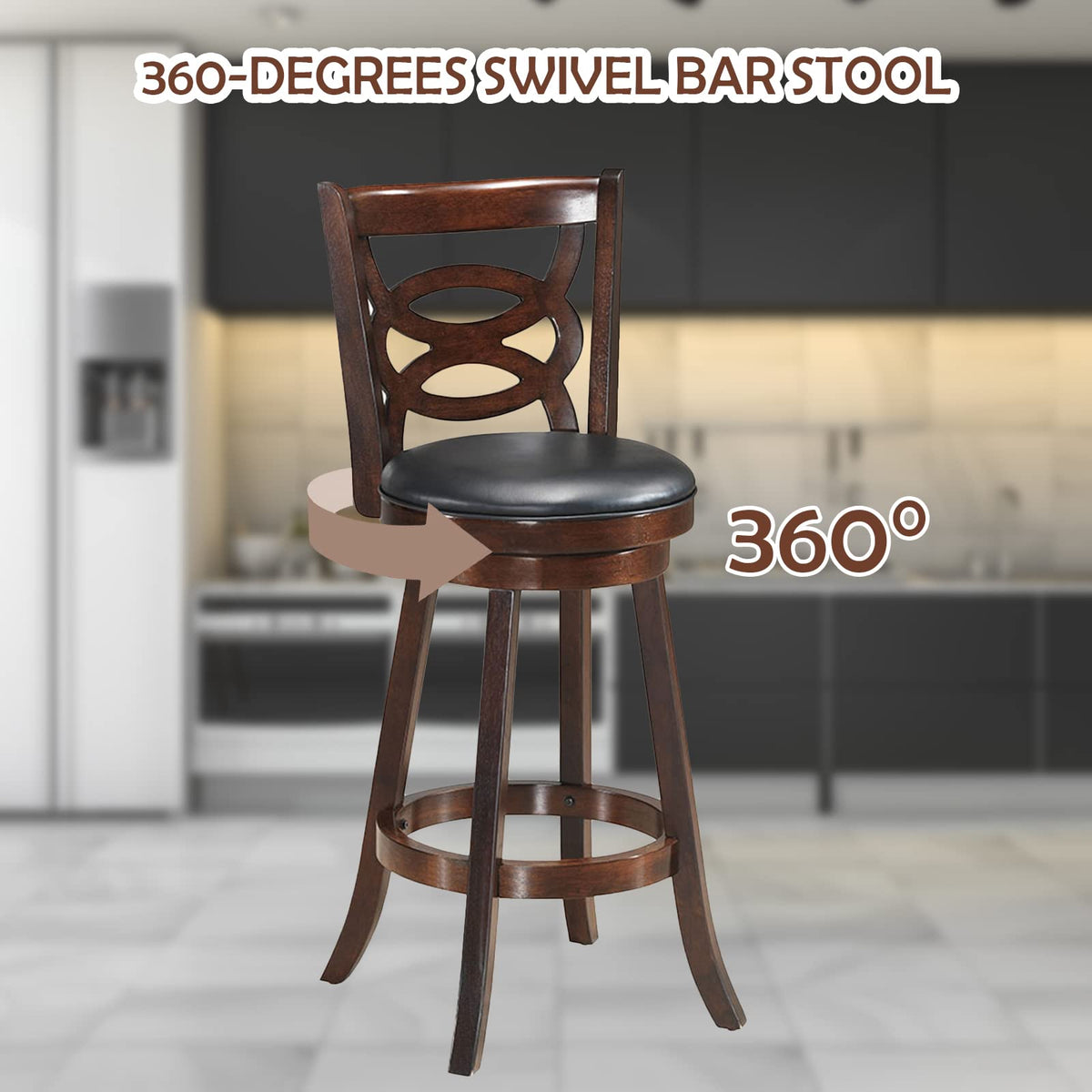 Goflame Bar Stools, Counter Height Dining Chair, Fabric Upholstered 360 Degree Swivel