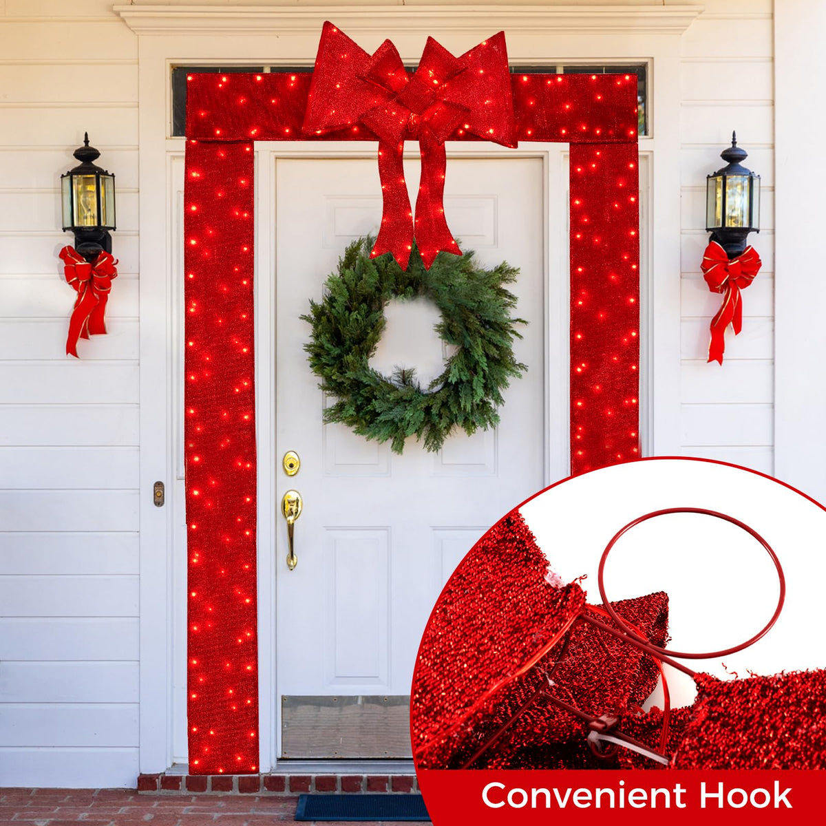 Goflame Lighted Christmas Doorway Arch, Light-up Xmas Decoration with 240 LED Lights