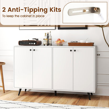 Goflame Buffet Sideboard 4-Door Storage Cabinet with 5-Position Adjustable Shelves