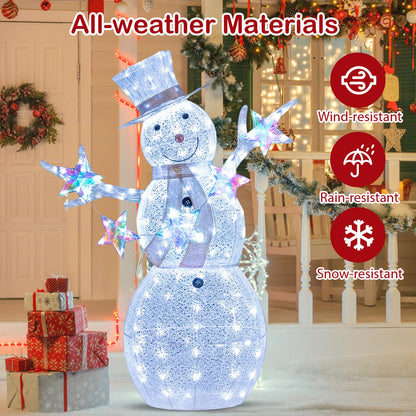 Goflame 5 FT Lighted Snowman Christmas Outdoor Decoration with Hat, Scarf & Stars