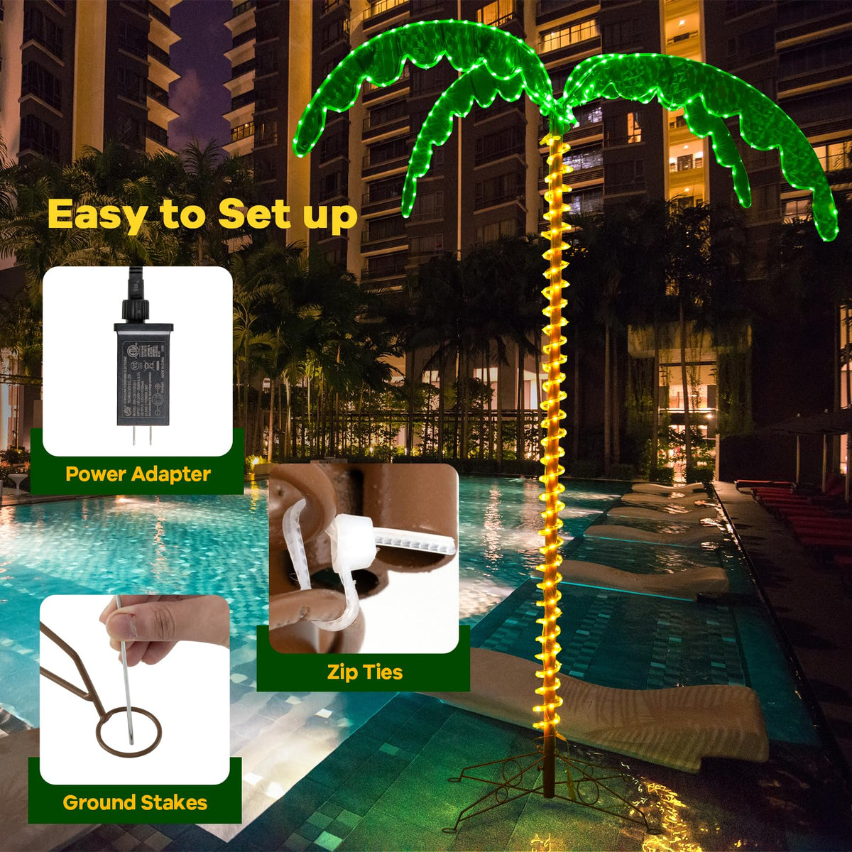 Goflame 7.5 FT Lighted Palm Tree, Tropical Christmas Tree with 332 LED Lights