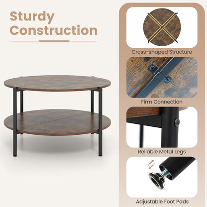 Goflame 33.5" Small Center Table with Open Storage Shelf and Heavy-Duty Metal Frame