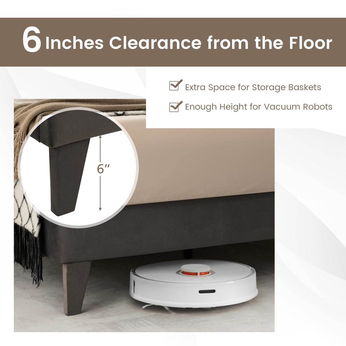 Goflame Upholstered Full Size Bed Frame