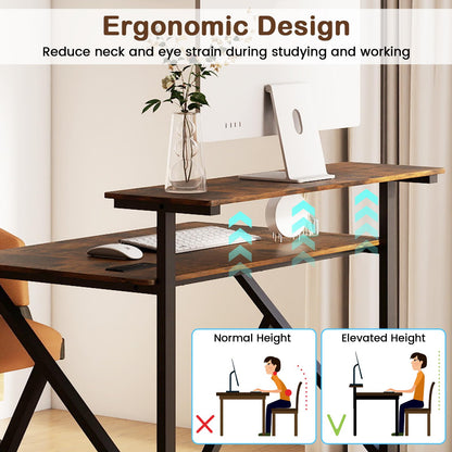 Goflame Rolling Small Desk with Storage | Compact Computer Desk for Small Spaces with Charging Station