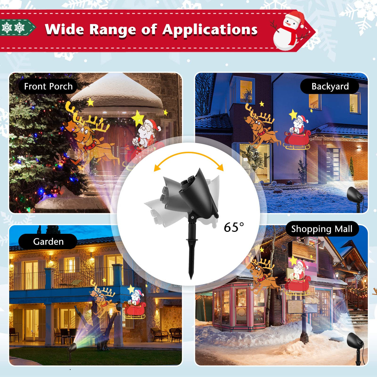 Goflame Christmas Projector Lights Outdoor | LED Santa Claus on Sleigh Projection Lamp