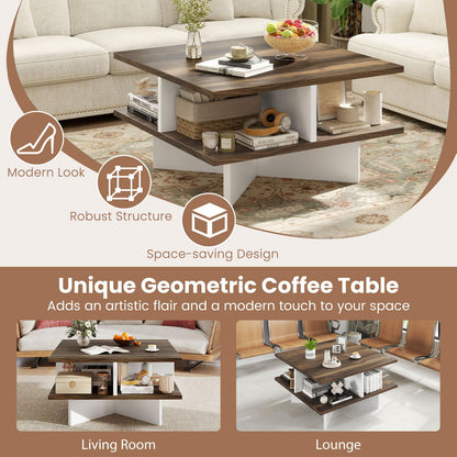 Goflame Square Coffee Table with Storage for Living Room