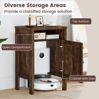 Goflame Robot Vacuum Storage Cabinet with Door and Open Shelf for Living Room Bedroom