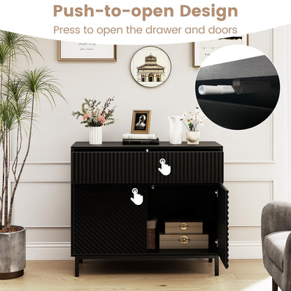 Goflame 32" Wide Coffee Bar Console Table with 2 Doors and 1 Drawer (1/2)