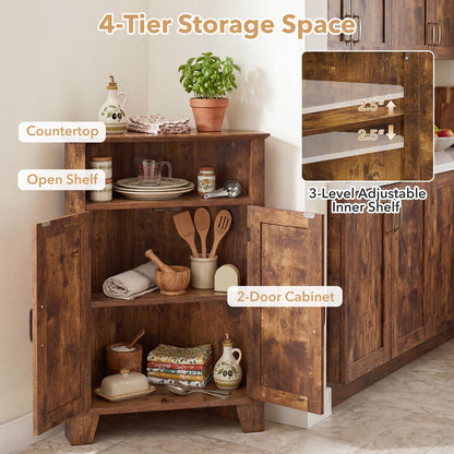 Goflame Bathroom Corner Storage Cabinet with Open Storage & Adjustable Shelf