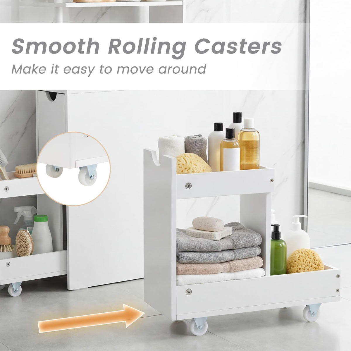 Goflame Slim Storage Cabinet Narrow Freestanding Bathroom Organizer