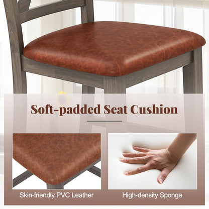 Goflame 24" Bar Stools Set of 2/4, Counter Height Bar Stools with Cross Back & Faux Leather Upholstered Seat