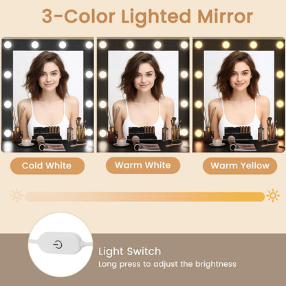 Makeup Vanity Desk with Lights, Modern Dressing Table with Charging Station