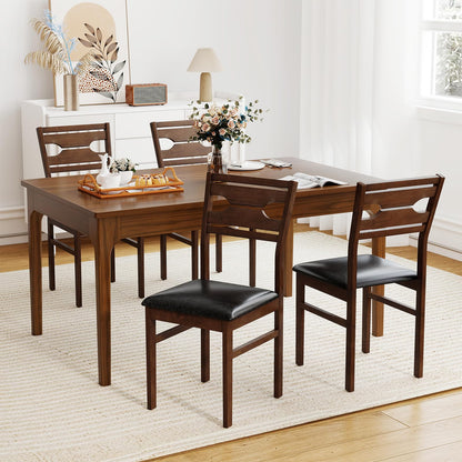 Goflame Wooden Dining Chairs Set of 2/4 PU Leather Upholstered Kitchen Armless Chair